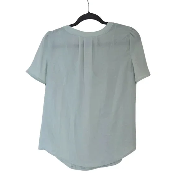 Liz Claiborne Womens Seagreen Pleated Short Sleeve Blouse XS - Picture 4 of 7